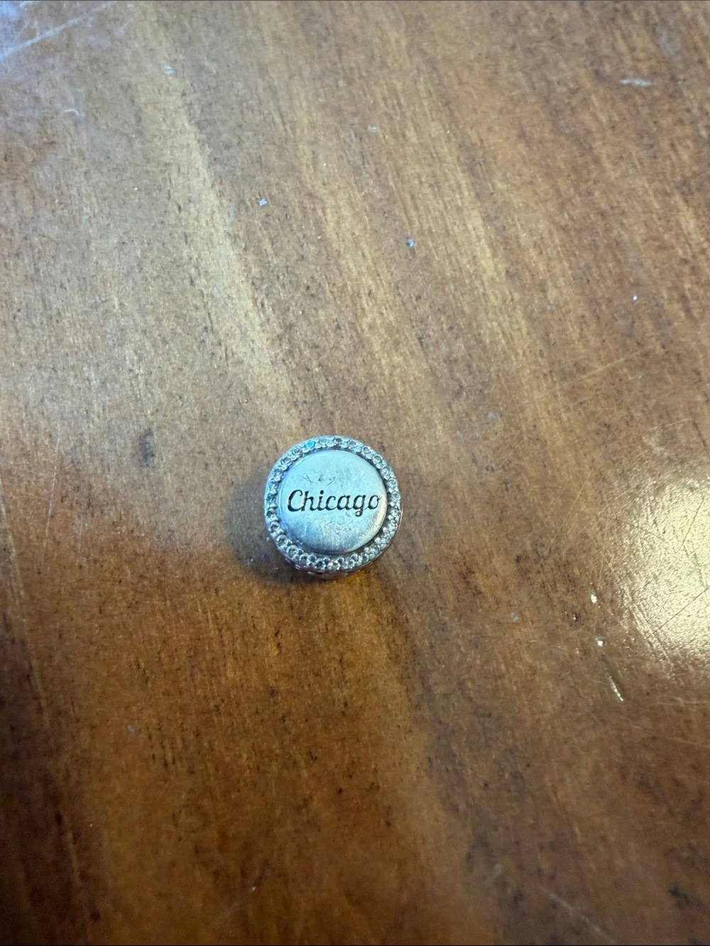 Chicago pandora Round Silver Charm with Four Star Accent